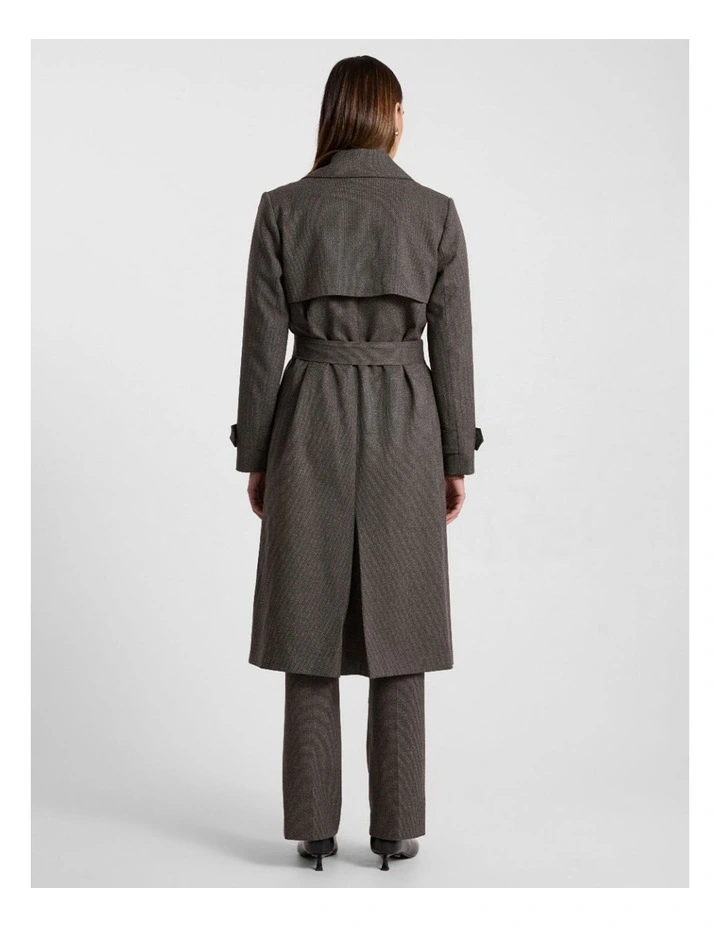 Tasman Trench Coat in Brown Multi image 3
