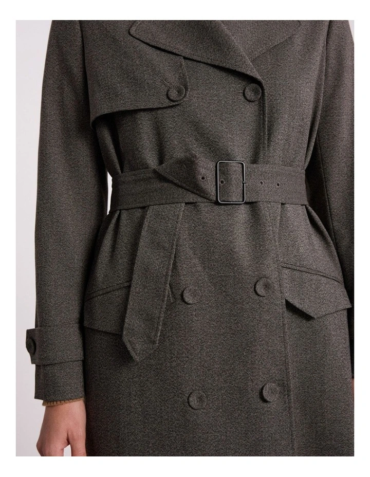 Tasman Trench Coat in Brown Multi image 3