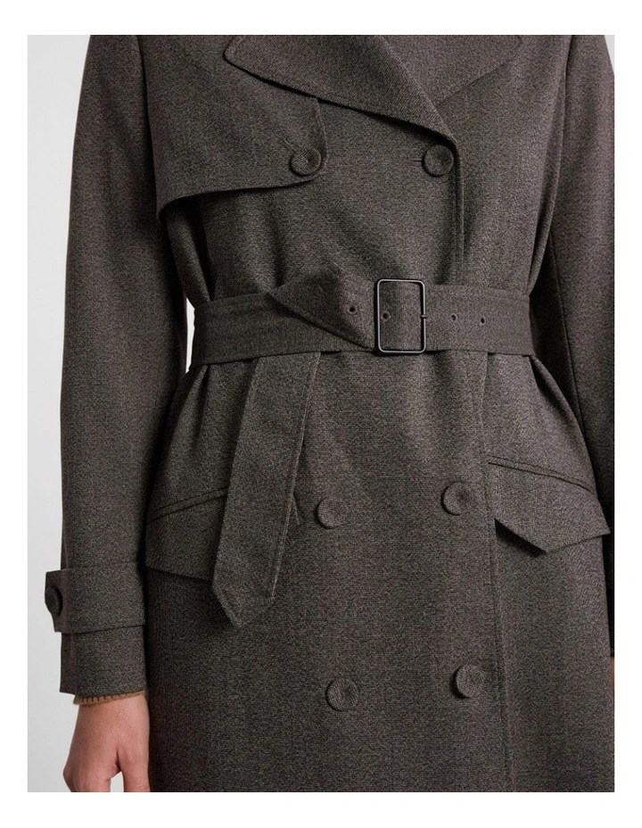 Tasman Trench Coat in Brown Multi image 4