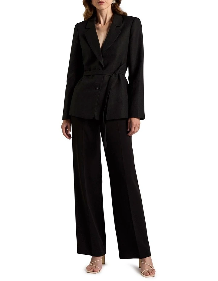 Althea Linen Blend Blazer in Black image 2