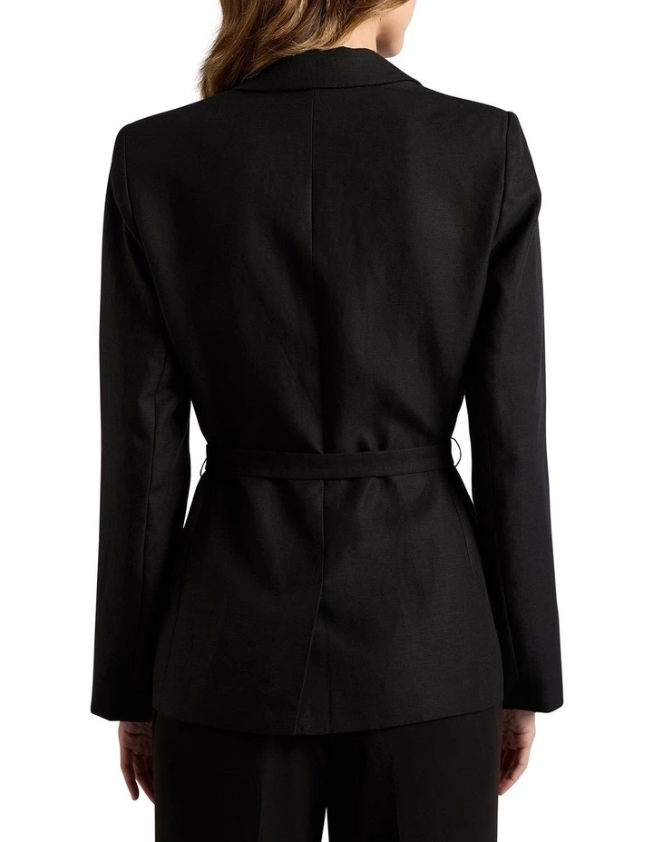 Althea Linen Blend Blazer in Black image 4