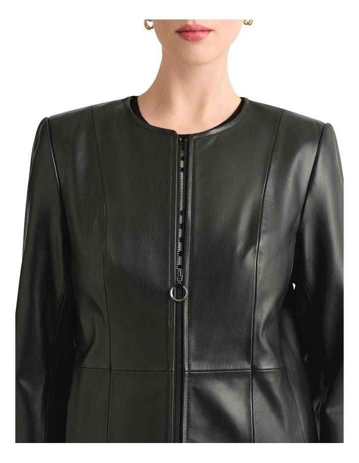 Adelaide Leather Jacket in Black image 3