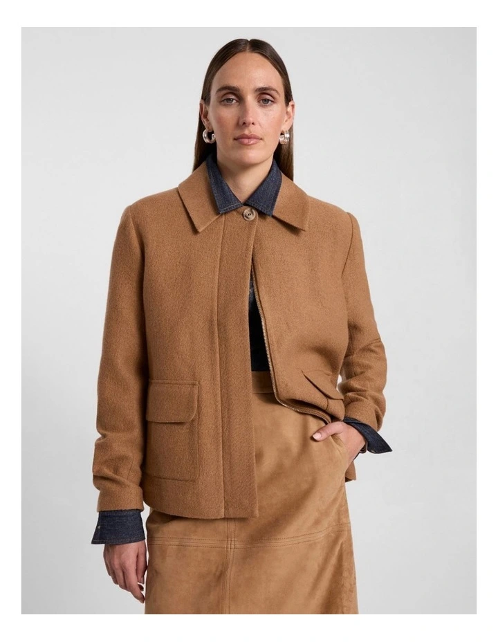 Seren Felted Wool Jacket in Caramel image 1
