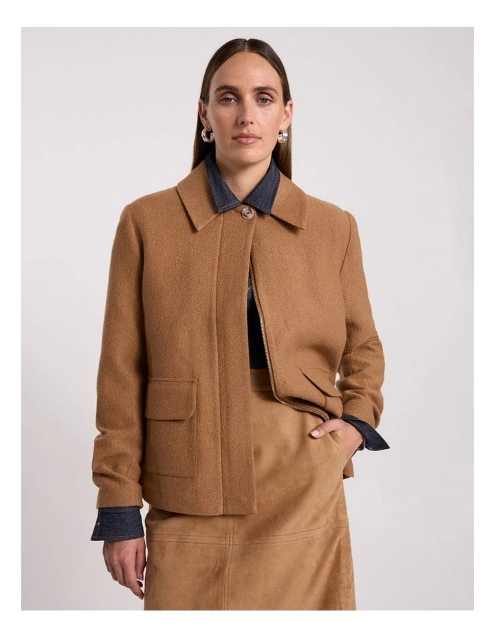Seren Felted Wool Jacket in Caramel image 2