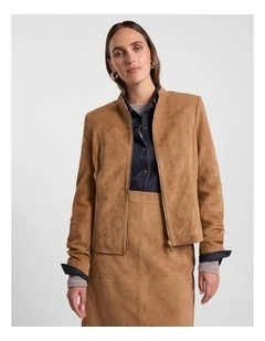 Paignton Suede Leather Jacket in Caramel