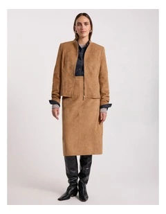 Paignton Suede Leather Jacket in Caramel