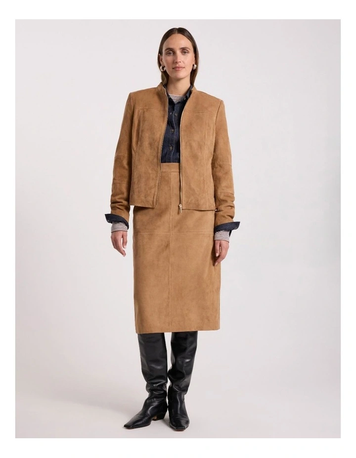 Paignton Suede Leather Jacket in Caramel image 1