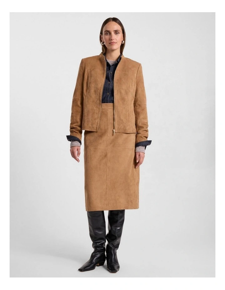 Paignton Suede Leather Jacket in Caramel image 2