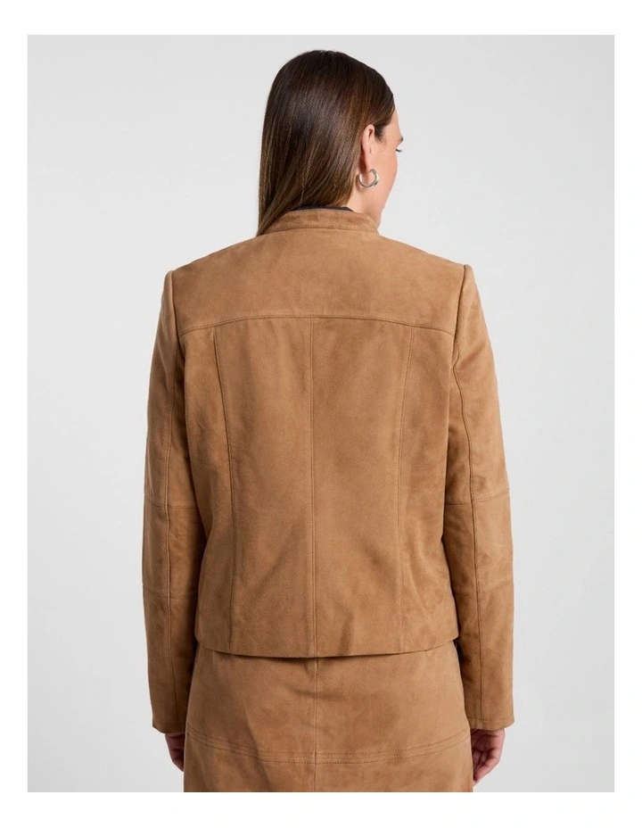 Paignton Suede Leather Jacket in Caramel image 3