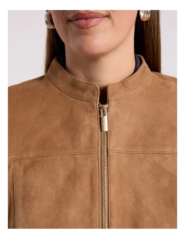 Paignton Suede Leather Jacket in Caramel image 3