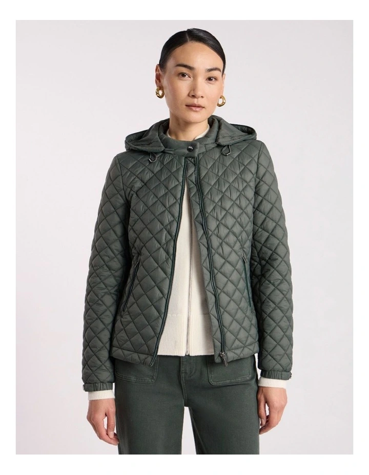 Victoria Quilted Jacket in Nori Green image 2