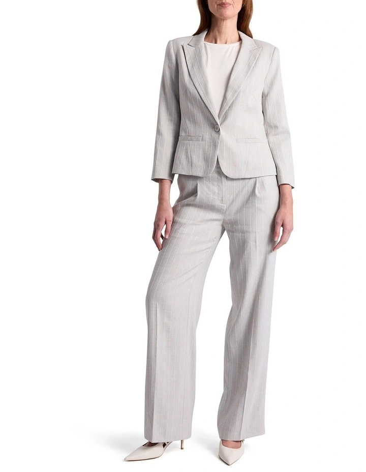 Ondina Linen Blend Jacket in Grey Stripe image 2