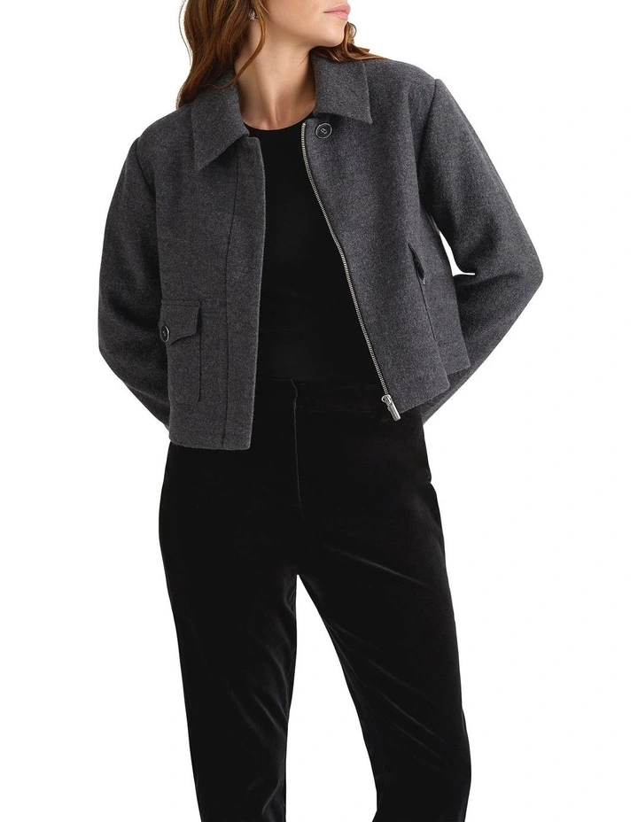 Cosmos Felted Wool Jacket in Charcoal image 2