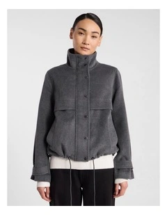Stasha Brushed Jacket in Dark Grey Melange
