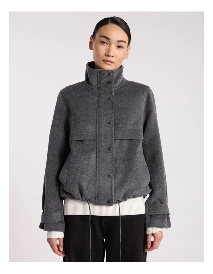 Stasha Brushed Jacket in Dark Grey Melange image 2