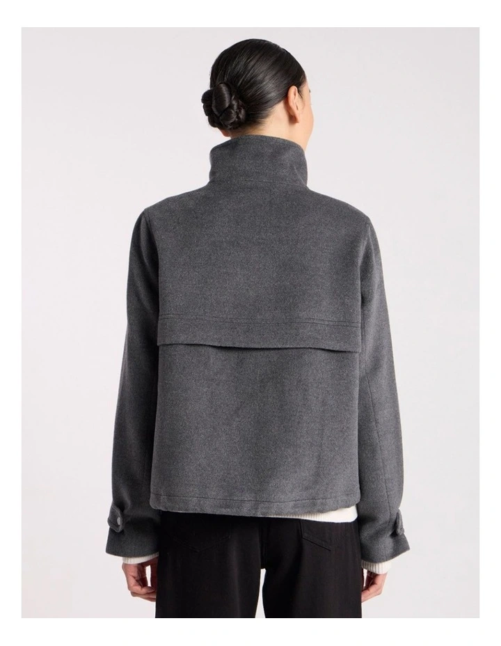 Stasha Brushed Jacket in Dark Grey Melange image 5