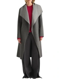 Domenic Double Faced Wool Coat in Charcoal