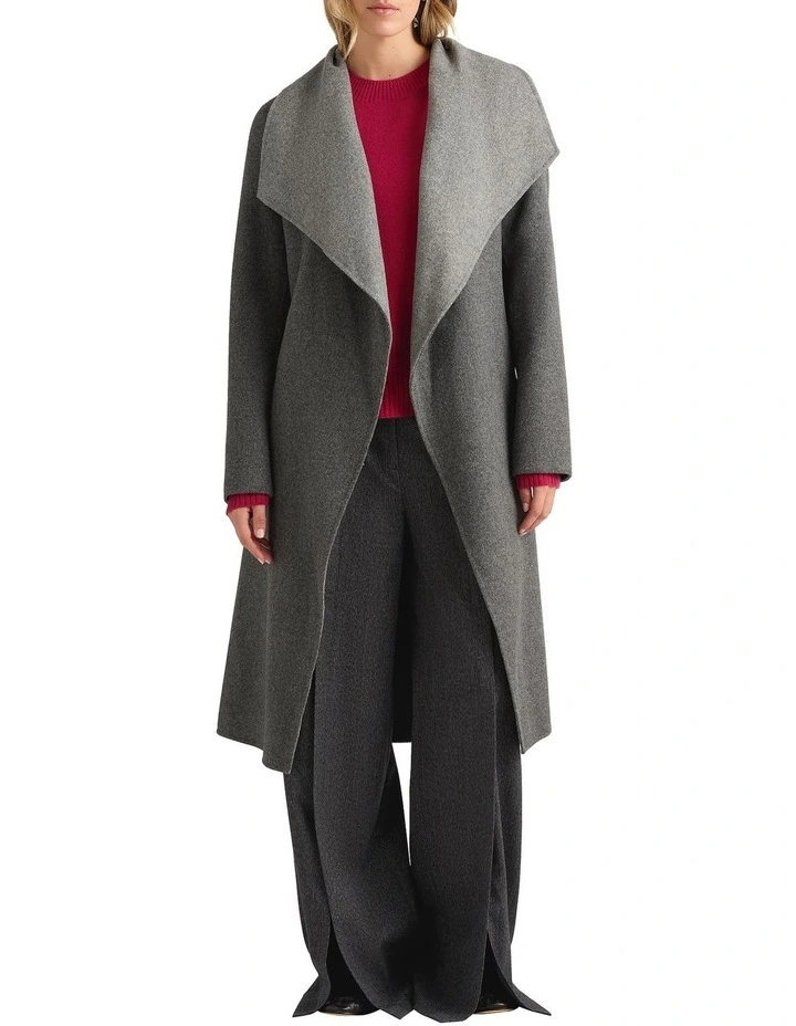 Domenic Double Faced Wool Coat in Charcoal image 1