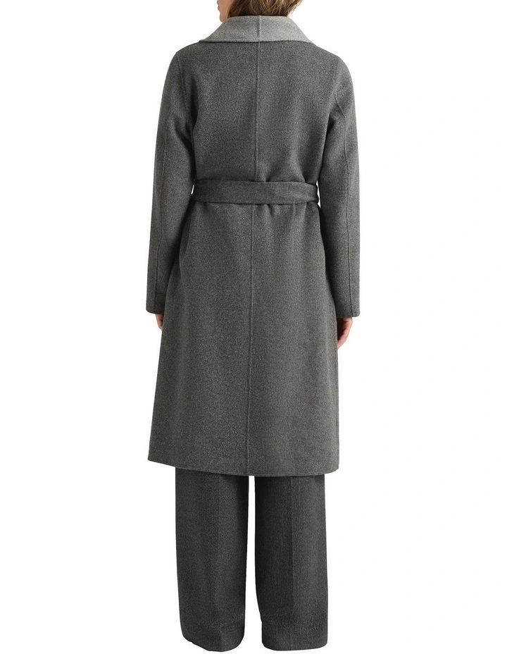 Domenic Double Faced Wool Coat in Charcoal image 2