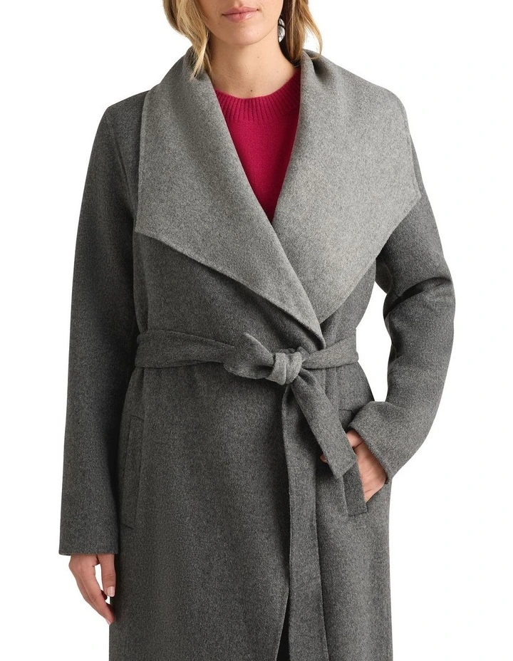 Domenic Double Faced Wool Coat in Charcoal image 3