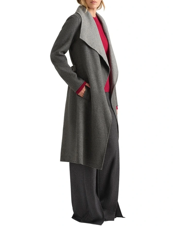 Domenic Double Faced Wool Coat in Charcoal image 4