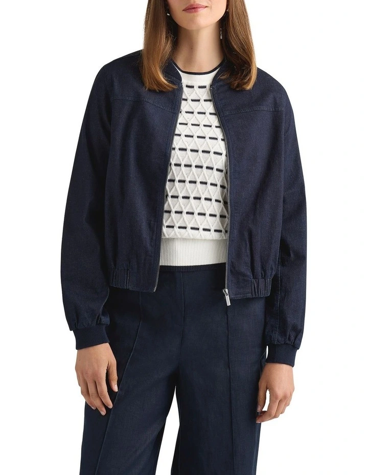 Willa Denim Bomber in Dark Indigo image 2