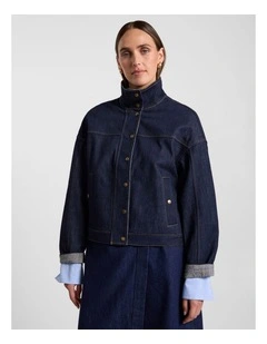 Shay Crop Denim Jacket in Indigo
