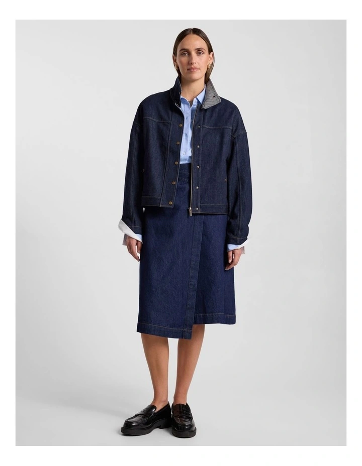 Shay Crop Denim Jacket in Indigo image 2