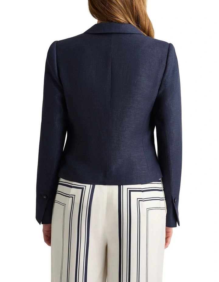 Edgar Linen Blend Crop Jacket in Ink image 4