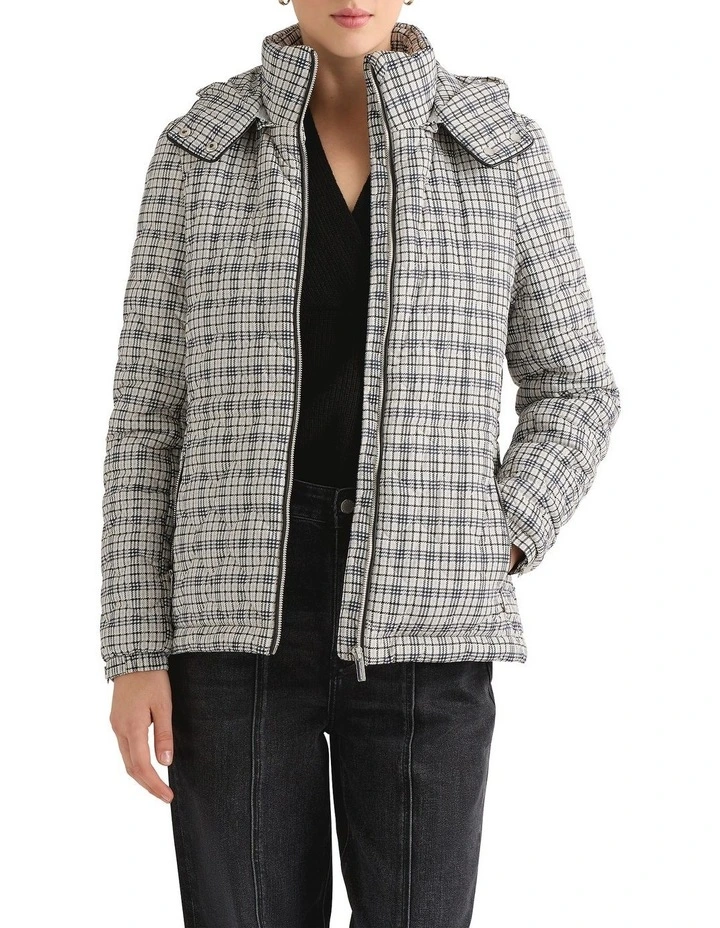 Tamworth Quilted Jacket in Ivory Check image 1
