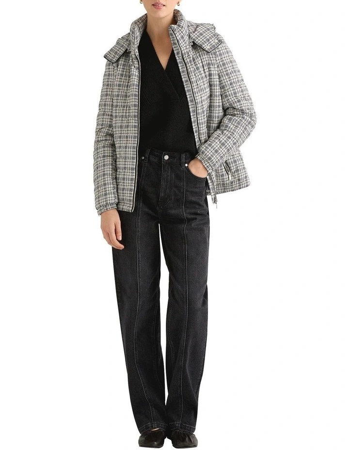 Tamworth Quilted Jacket in Ivory Check image 4