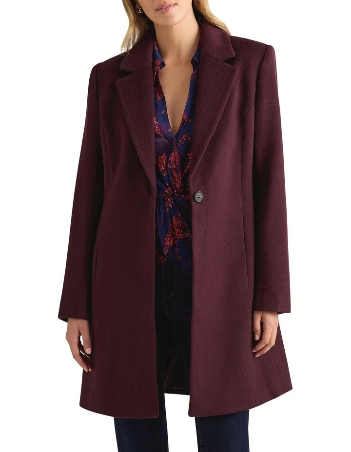 Delfina Cashmere Blend Coat in Fig image 1