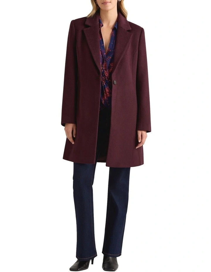 Delfina Cashmere Blend Coat in Fig image 3