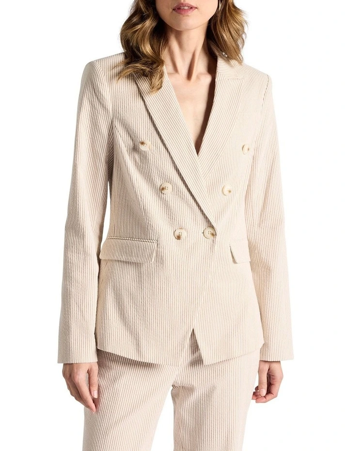 Alberta Seersucker Blazer in Sand Stripe image 1