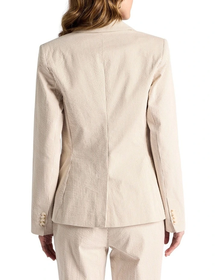 Alberta Seersucker Blazer in Sand Stripe image 4