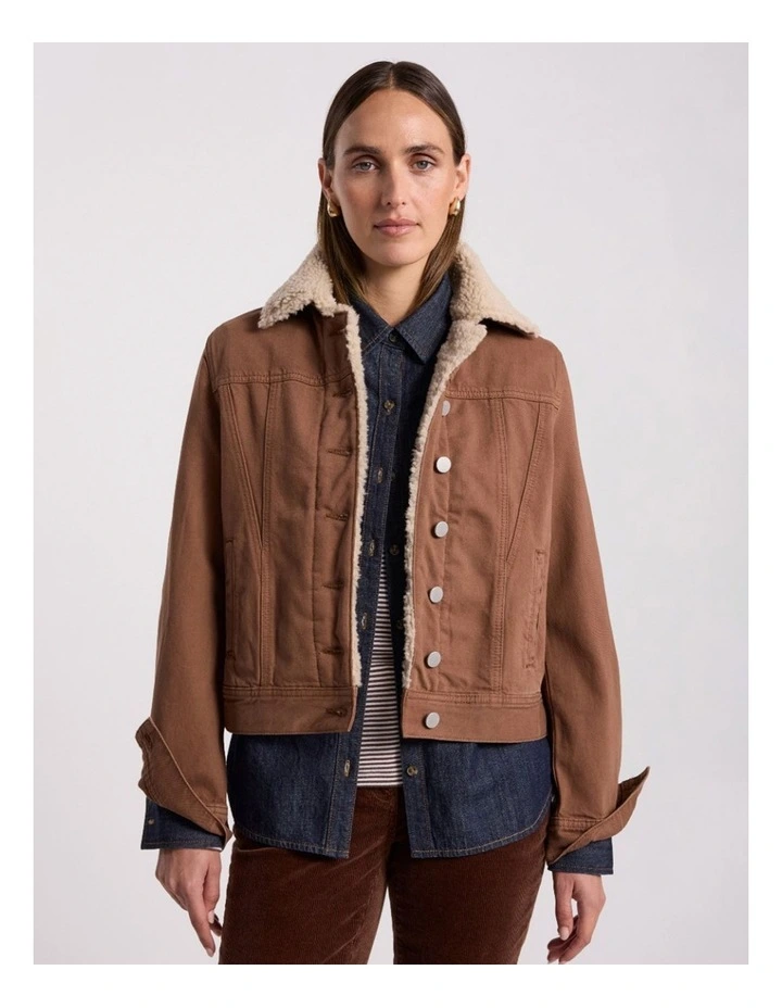 Layla Sherpa Jacket in Nutmeg image 2