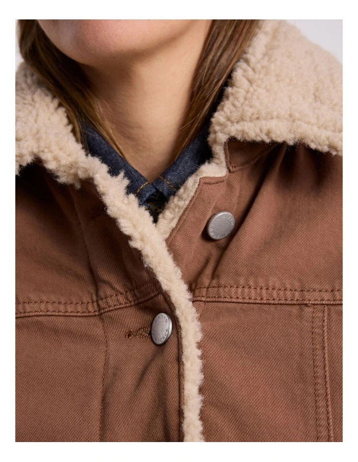 Layla Sherpa Jacket in Nutmeg image 3