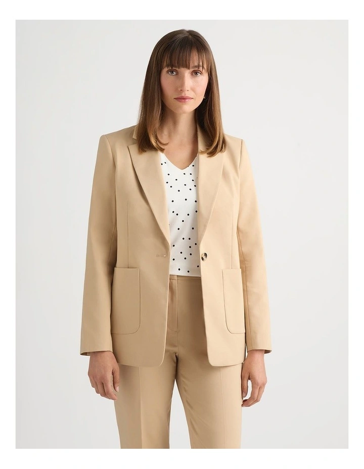 Aniston Cotton Blazer in Malt image 2