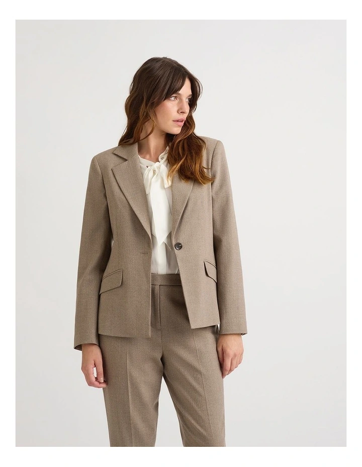 Taro Wool Blend Blazer in Fossil Multi image 2