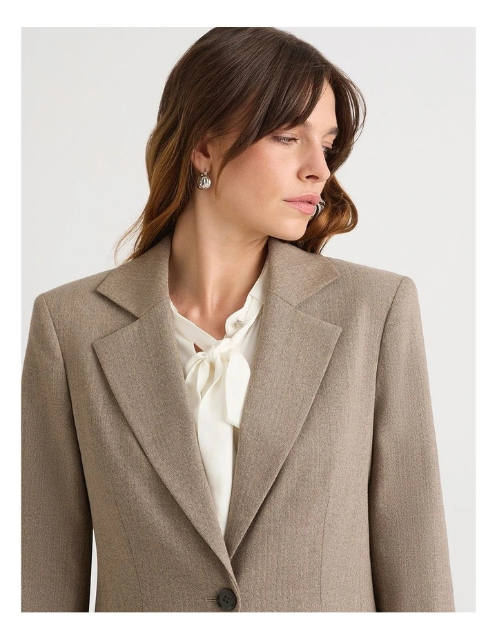 Taro Wool Blend Blazer in Fossil Multi image 4