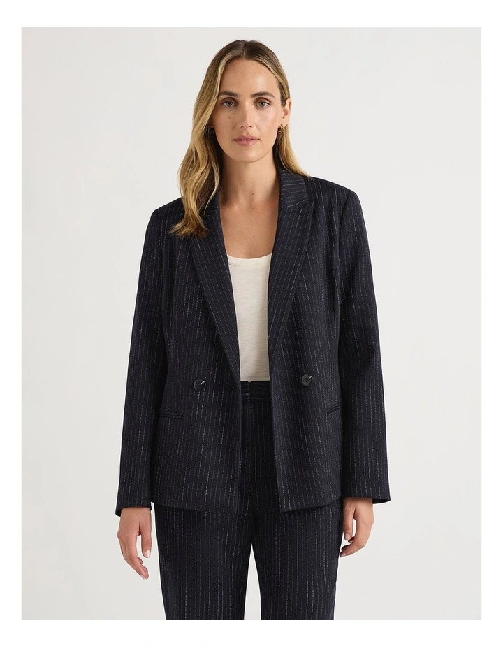 Emeris Pinstripe Blazer in Caviar Stripe image 2