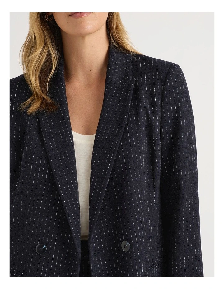 Emeris Pinstripe Blazer in Caviar Stripe image 4