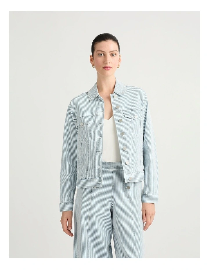 Khai Stripe Denim Jacket in Blue Stripe image 2