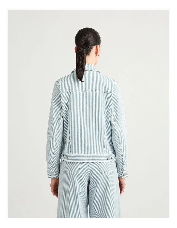 Khai Stripe Denim Jacket in Blue Stripe image 3