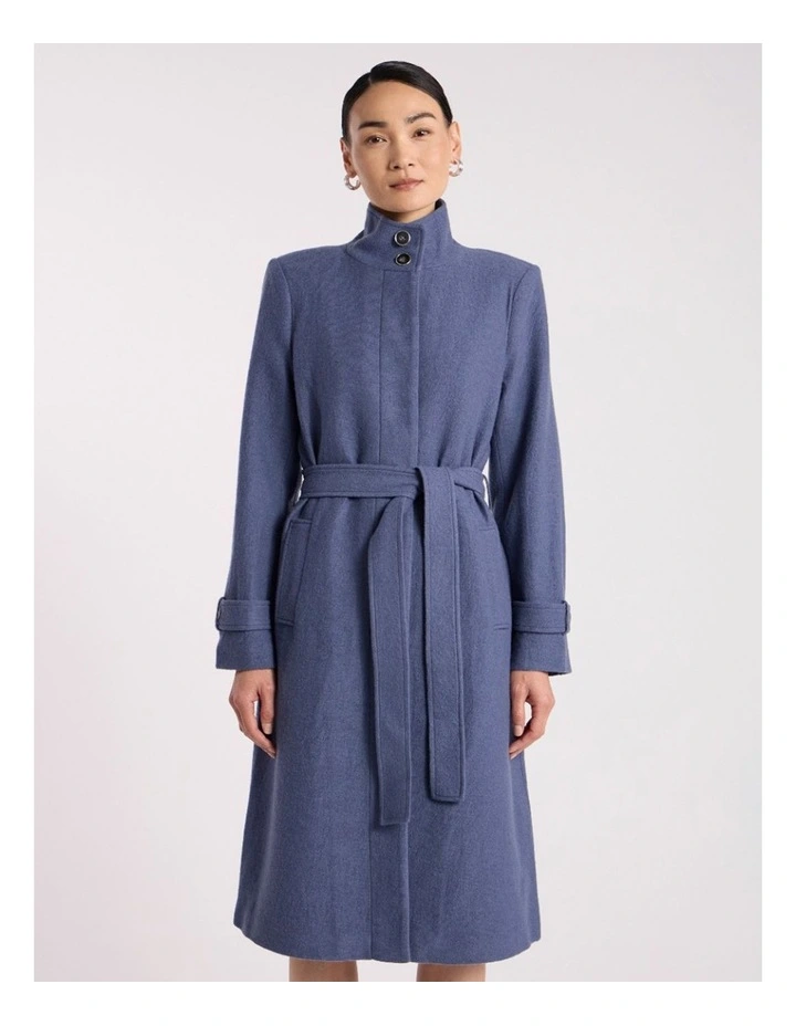 Abrielle Felted Wool Coat in Steel Blue image 2