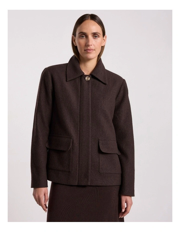 Seren Felted Wool Jacket in Coffee image 1