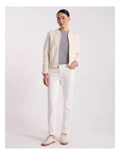 Anaya Knit Bomber Jacket in Ivory