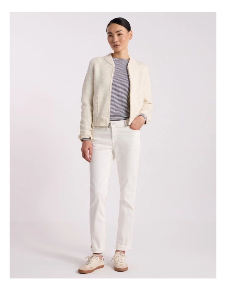 Anaya Knit Bomber Jacket in Ivory image 1