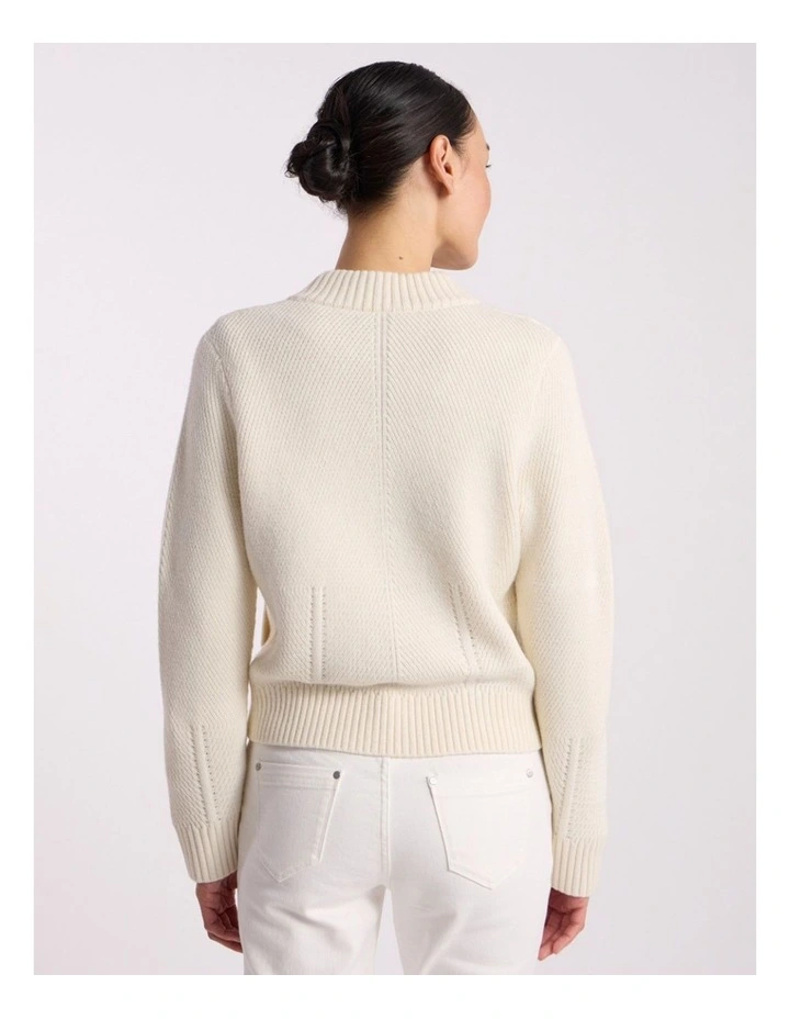 Anaya Knit Bomber Jacket in Ivory image 5