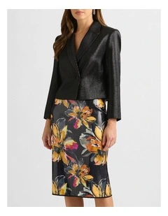 Azalea Shimmer Crop Jacket in Black